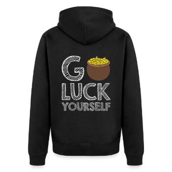 Happy St. Patrick's Day Kleeblätter - Unisex Premium Bio Zip Hoodie - Schwarz - Hinten - Nico (187cm)