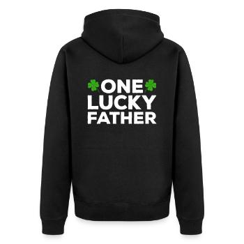 Happy St. Patrick's Day Kleeblätter - Unisex Premium Bio Zip Hoodie - Schwarz - Hinten - Nico (187cm)