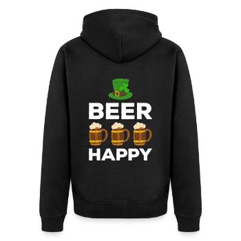 Happy St. Patrick's Day Kleeblätter - Unisex Premium Bio Zip Hoodie - Schwarz - Hinten - Nico (187cm)