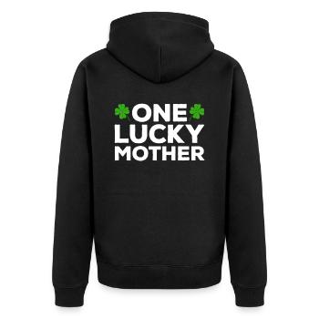 Happy St. Patrick's Day Kleeblätter - Unisex Premium Bio Zip Hoodie - Schwarz - Hinten - Nico (187cm)