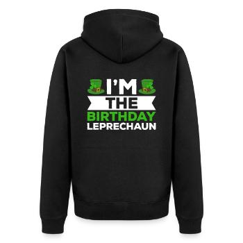 Happy St. Patrick's Day Kleeblätter - Unisex Premium Bio Zip Hoodie - Schwarz - Hinten - Nico (187cm)