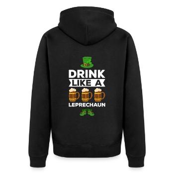 Happy St. Patrick's Day Kleeblätter - Unisex Premium Bio Zip Hoodie - Schwarz - Hinten - Nico (187cm)