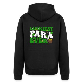 Happy St. Patrick's Day Kleeblätter - Unisex Premium Bio Zip Hoodie - Schwarz - Hinten - Nico (187cm)