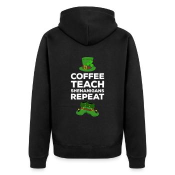 Happy St. Patrick's Day Kleeblätter - Unisex Premium Bio Zip Hoodie - Schwarz - Hinten - Nico (187cm)