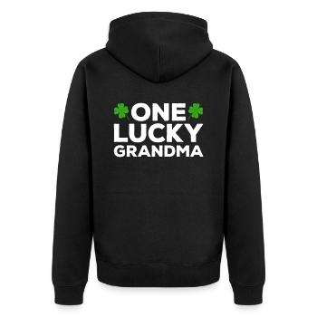 Happy St. Patrick's Day Kleeblätter - Unisex Premium Bio Zip Hoodie - Schwarz - Hinten - Nico (187cm)