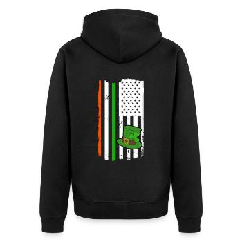 Happy St. Patrick's Day Kleeblätter - Unisex Premium Bio Zip Hoodie - Schwarz - Hinten - Nico (187cm)