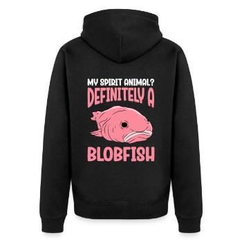Funny Blobfish Cute Blobfish - Unisex Premium Organic Zip Hoodie - black - Back - Nico (187cm)