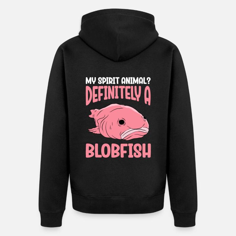 Drôle de poisson Blobfish mignon - Veste à capuche bio Premium Unisexe - noir