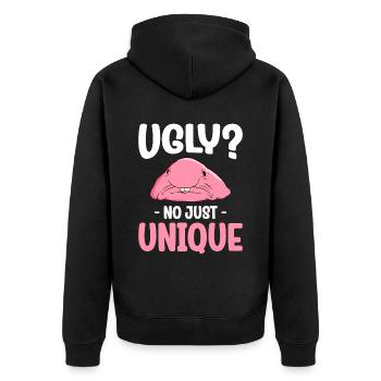 Funny Blobfish Cute Blobfish - Unisex Premium Organic Zip Hoodie - black - Back - Nico (187cm)