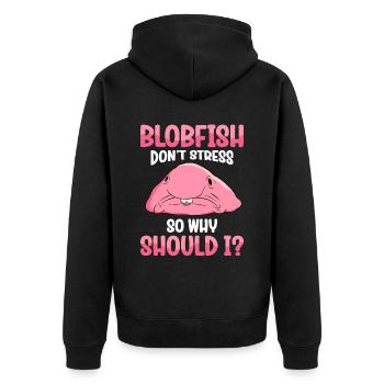 Funny Blobfish Cute Blobfish - Unisex Premium Organic Zip Hoodie - black - Back - Nico (187cm)