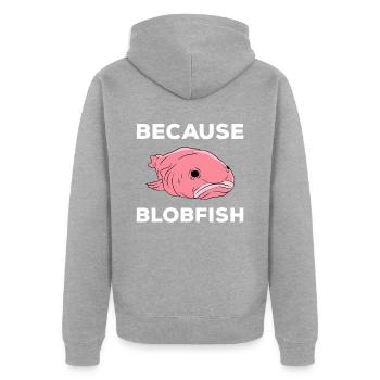 Drôle de poisson Blobfish mignon - Veste à capuche bio Premium Unisexe - gris chiné - Dos - Nico (187cm)