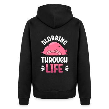 Funny Blobfish Cute Blobfish - Unisex Premium Organic Zip Hoodie - black - Back - Nico (187cm)