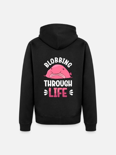Funny Blobfish Cute Blobfish - Unisex Premium Organic Zip Hoodie - black
