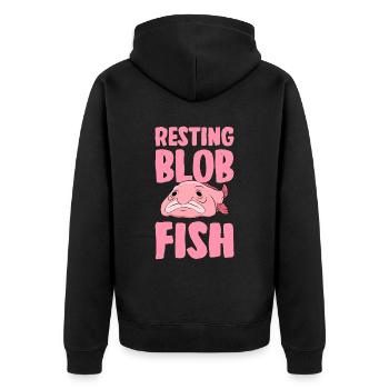 Drôle de poisson Blobfish mignon - Veste à capuche bio Premium Unisexe - noir - Dos - Nico (187cm)