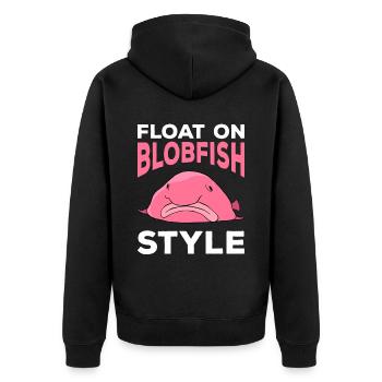 Funny Blobfish Cute Blobfish - Unisex Premium Organic Zip Hoodie - black - Back - Nico (187cm)