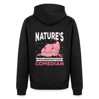 Funny Blobfish Cute Blobfish - Unisex Premium Organic Zip Hoodie - black - Back - Nico (187cm)