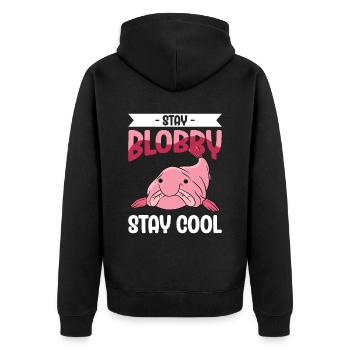 Funny Blobfish Cute Blobfish - Unisex Premium Organic Zip Hoodie - black - Back - Nico (187cm)