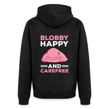 Funny Blobfish Cute Blobfish - Unisex Premium Organic Zip Hoodie - black - Back - Nico (187cm)