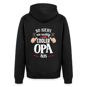 Spruch Bester Opa Großvater - Unisex Premium Bio Zip Hoodie - Schwarz - Hinten - Nico (187cm)