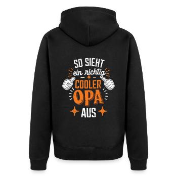 Spruch Bester Opa Großvater - Unisex Premium Bio Zip Hoodie - Schwarz - Hinten - Nico (187cm)