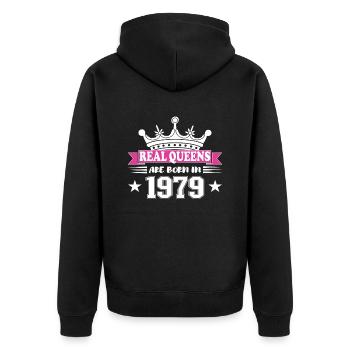 45 Jahre alt Geburtstag 1979 Geburtstagsgeschenk - Unisex Premium Bio Zip Hoodie - Schwarz - Hinten - Nico (187cm)