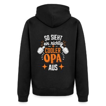 Spruch Bester Opa Großvater - Unisex Premium Bio Zip Hoodie - Schwarz - Hinten - Nico (187cm)