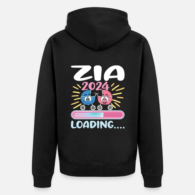 Zia 2024 Loading Tante 2024 - Unisex Premium Bio Zip Hoodie - Schwarz