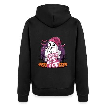 Halloween Cat Forget Candy Give Me A Cat - Unisex Premium Organic Zip Hoodie - black - Back - Nico (187cm)