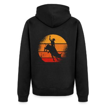 Rodeo Outfit Bullen Reiten - Unisex Premium Bio Zip Hoodie - Schwarz - Hinten - Nico (187cm)