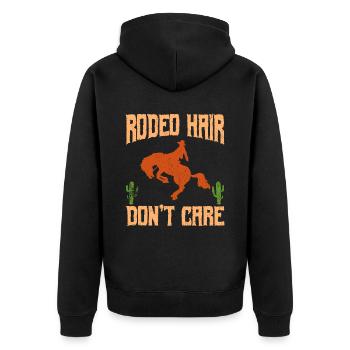 Rodeo Outfit Bullen Reiten - Unisex Premium Bio Zip Hoodie - Schwarz - Hinten - Nico (187cm)