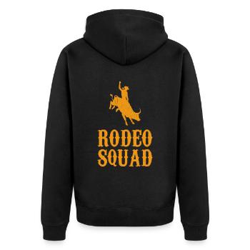 Rodeo Outfit Bullen Reiten - Unisex Premium Bio Zip Hoodie - Schwarz - Hinten - Nico (187cm)