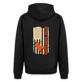 Rodeo Outfit Bullen Reiten - Unisex Premium Bio Zip Hoodie - Schwarz - Hinten - Nico (187cm)