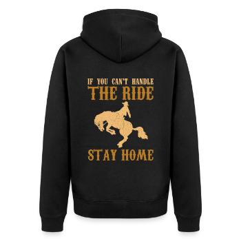 Rodeo Outfit Bullen Reiten - Unisex Premium Bio Zip Hoodie - Schwarz - Hinten - Nico (187cm)