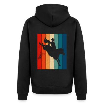 Rodeo Outfit Bullen Reiten - Unisex Premium Bio Zip Hoodie - Schwarz - Hinten - Nico (187cm)