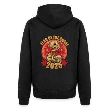 Chinese Year 2025 Year of the Snake - Unisex Premium Organic Zip Hoodie - black - Back - Nico (187cm)