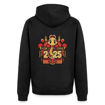 Chinesisches Jahr 2025 Jahr der Schlange - Unisex Premium Bio Zip Hoodie - Schwarz - Hinten - Nico (187cm)