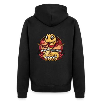 Chinese Year 2025 Year of the Snake - Unisex Premium Organic Zip Hoodie - black - Back - Nico (187cm)