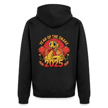 Chinese Year 2025 Year of the Snake - Unisex Premium Organic Zip Hoodie - black - Back - Nico (187cm)