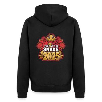 Année Chinoise 2025 Année du Serpent - Veste à capuche bio Premium Unisexe - noir - Dos - Nico (187cm)