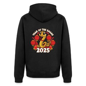 Année Chinoise 2025 Année du Serpent - Veste à capuche bio Premium Unisexe - noir - Dos - Nico (187cm)