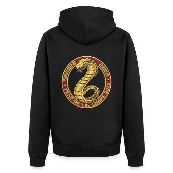 Année Chinoise 2025 Année du Serpent - Veste à capuche bio Premium Unisexe - noir - Dos - Nico (187cm)