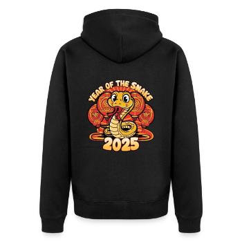 Année Chinoise 2025 Année du Serpent - Veste à capuche bio Premium Unisexe - noir - Dos - Nico (187cm)