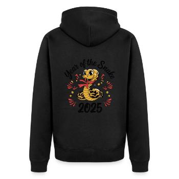 Année Chinoise 2025 Année du Serpent - Veste à capuche bio Premium Unisexe - noir - Dos - Nico (187cm)