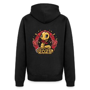 Année Chinoise 2025 Année du Serpent - Veste à capuche bio Premium Unisexe - noir - Dos - Nico (187cm)
