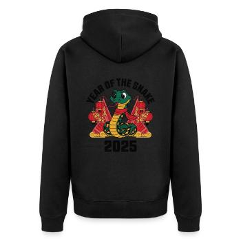 Chinese Year 2025 Year of the Snake - Unisex Premium Organic Zip Hoodie - black - Back - Nico (187cm)