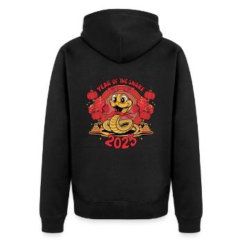 Année Chinoise 2025 Année du Serpent - Veste à capuche bio Premium Unisexe - noir - Dos - Nico (187cm)