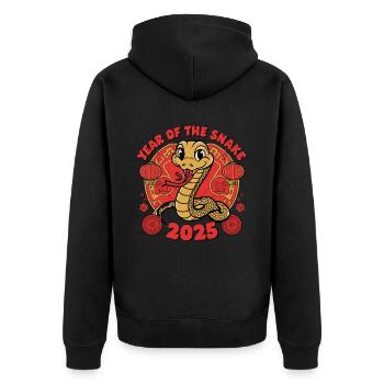 Chinese Year 2025 Year of the Snake - Unisex Premium Organic Zip Hoodie - black - Back - Nico (187cm)