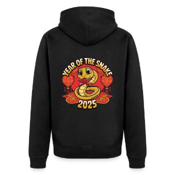 Chinese Year 2025 Year of the Snake - Unisex Premium Organic Zip Hoodie - black - Back - Nico (187cm)