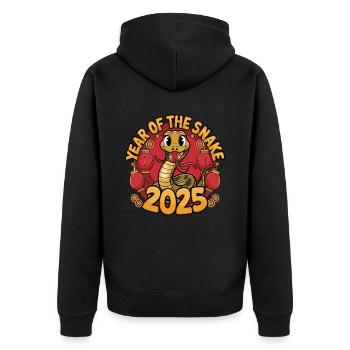 Chinese Year 2025 Year of the Snake - Unisex Premium Organic Zip Hoodie - black - Back - Nico (187cm)