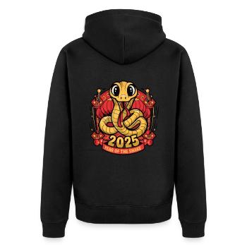 Chinese Year 2025 Year of the Snake - Unisex Premium Organic Zip Hoodie - black - Back - Nico (187cm)